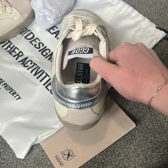 Golden Goose Low-Top Sneakers in Cream with Silver Accents *see comment* - Picture 2 of 7